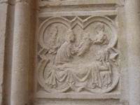 Lyon, Cathedrale St-Jean apres renovation, Portail, Plaque gravee (6)